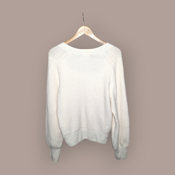 Madewell Melwood Coziest Yarn Cream Wool Square Neck Pullover Sweater Size Large - Picture 2 of 8